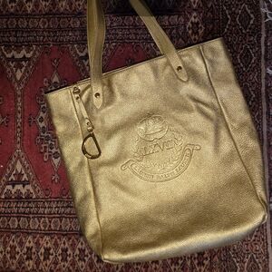 LAUREN Ralph Lauren Gold Embossed Tote Bag